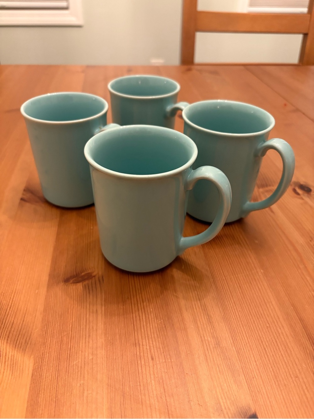 Vintage Corning Blue Mugs Set of 4 Robins Egg Blue Stoneware Coffee Cups Retro